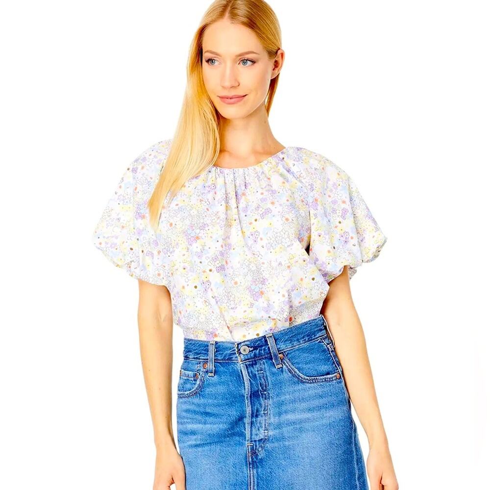 NEW Levis Top Puff Short Sleeve Floral Blouse Womens Size XL Retail  $50